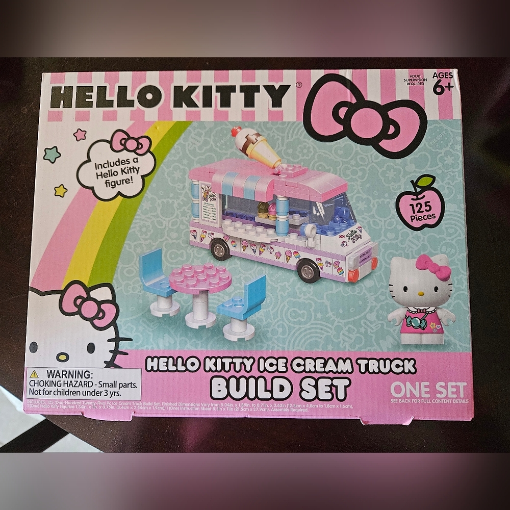 Hello Kitty Ice Cream Truck Building Set - Pink, Blue, and White